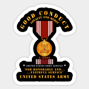 Army - Good Conduct w Medal w Ribbon - 3 Years Sticker